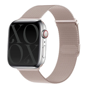 Milanese Strap, rose gold, on a watch, 3/4 front view