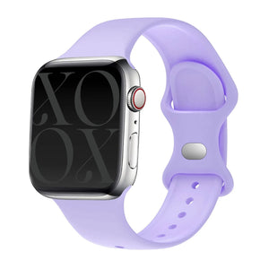 Silicone Strap, lilac, on a watch, 3/4 front view