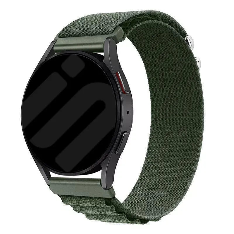Alpine Nylon Strap, green, on a watch, 3/4 front view