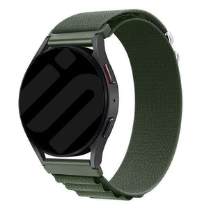 Alpine Nylon Strap, green, on a watch, 3/4 front view