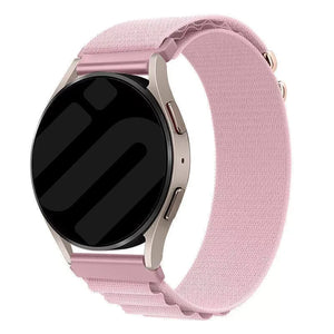 Alpine Nylon Strap, pink, on a watch, 3/4 front view