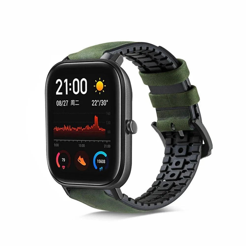 amazfit-bip-siliconen-leren-bandje-groen