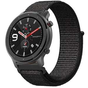 Nylon Strap, black, on a watch, 3/4 front view