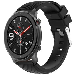 Twill Silicone Strap, black, on a watch, 3/4 front view