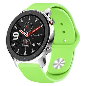 Silicone Sport Strap, light green, on a watch, 3/4 front view