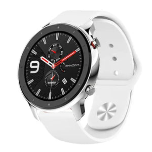 Silicone Sport Strap, white, on a watch, 3/4 front view