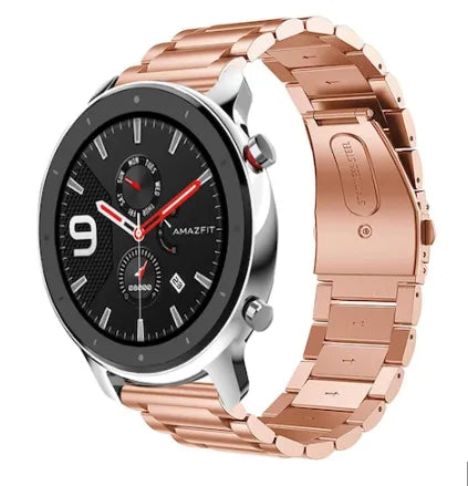 Steel Strap, rose gold, on a watch, 3/4 front view