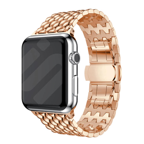 Steel Dragon Strap, rose gold, on a watch, 3/4 front view