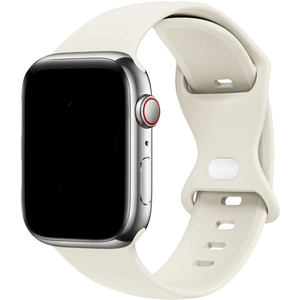 Silicone Strap 'Classic', beige, on a watch, 3/4 front view