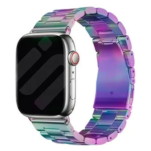 Steel Strap, pearlescent, on a watch, 3/4 front view