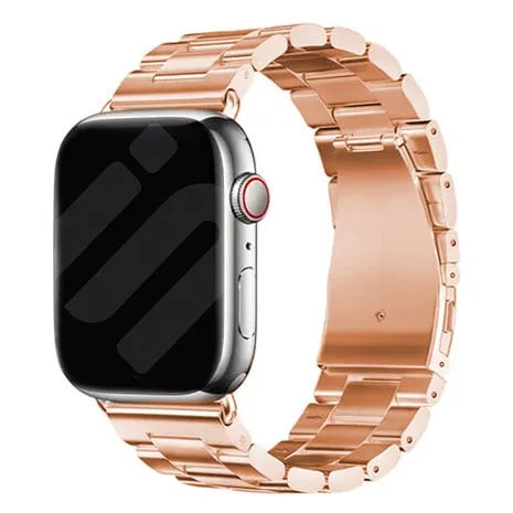 Steel Strap, rose gold, on a watch, 3/4 front view