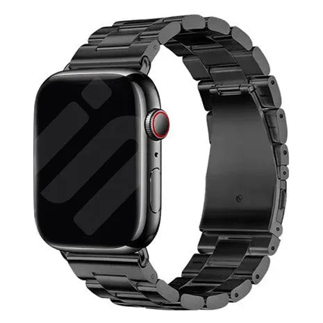 Steel Strap, black, on a watch, 3/4 front view