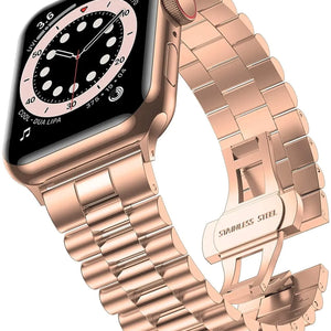 Presidential Steel Strap, rose gold, on a watch, 3/4 front view