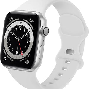 Silicone Strap 'Classic', white, on a watch, 3/4 front view