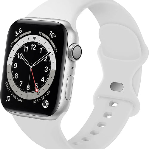 Silicone Strap 'Classic', white, on a watch, 3/4 front view