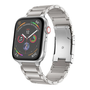 Titanium Strap, silver, on a watch, 3/4 front view