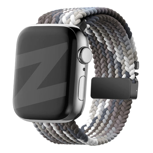 Nylon Braided Strap 'Parachute', slate, on a watch, 3/4 front view