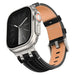 Correa cuero denim Apple Watch (negro con plata)