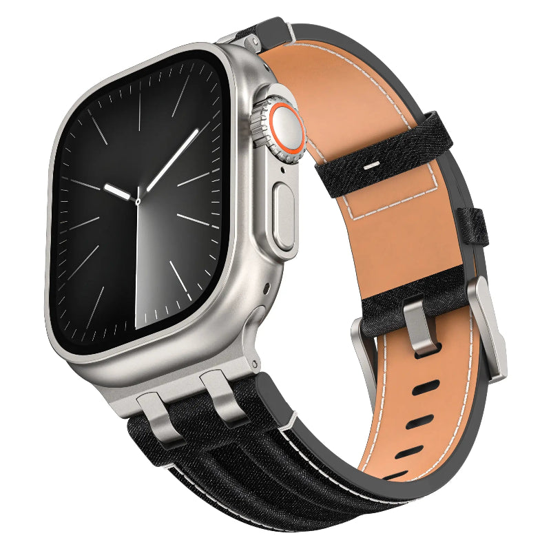 apple watch denim band black silver