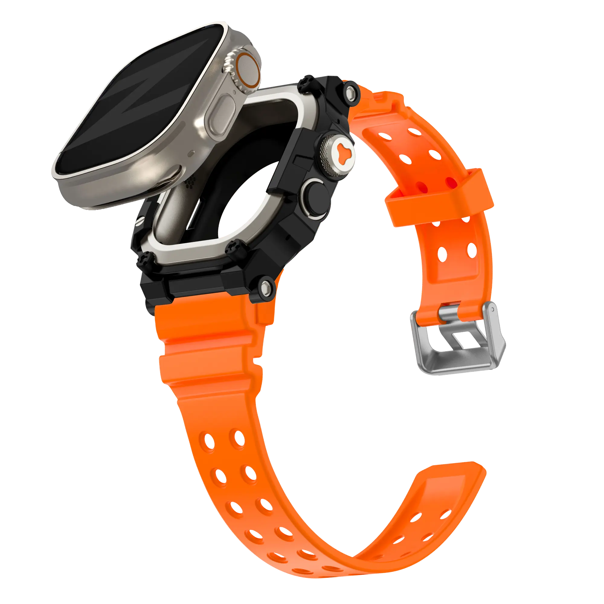 Bandz Apple Watch Ultra TPU Strap with Case (Orange/Titanium)