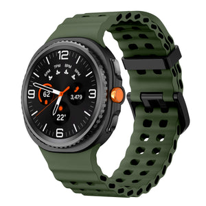 Silicone Ocean Strap, green, on a watch, 3/4 front view