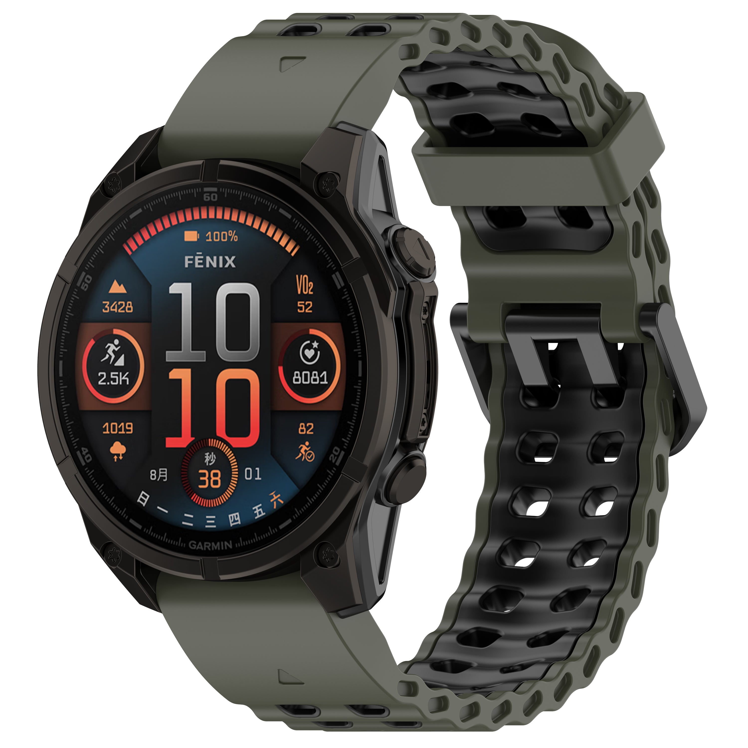 Garmin Tactix 7 Pro Wave Sport Strap (Green/Black)