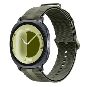 Silicone Active Strap, army green, on a watch, 3/4 front view