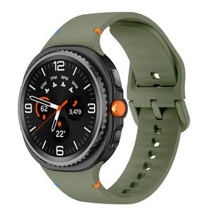 Silicone Strap, army green, on a watch, 3/4 front view