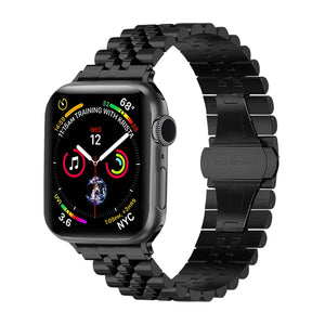 Jubilee Steel Strap, black, on a watch, 3/4 front view