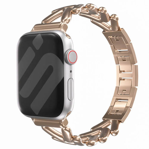 Steel Strap V-Type, rose gold, on a watch, 3/4 front view