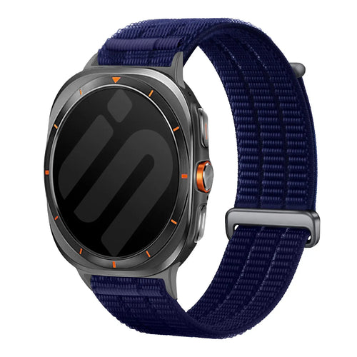 Nylon Air Strap, dark blue, on a watch, 3/4 front view