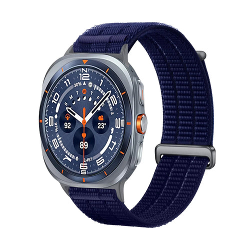 Nylon Air Strap, dark blue, on a watch, 3/4 front view