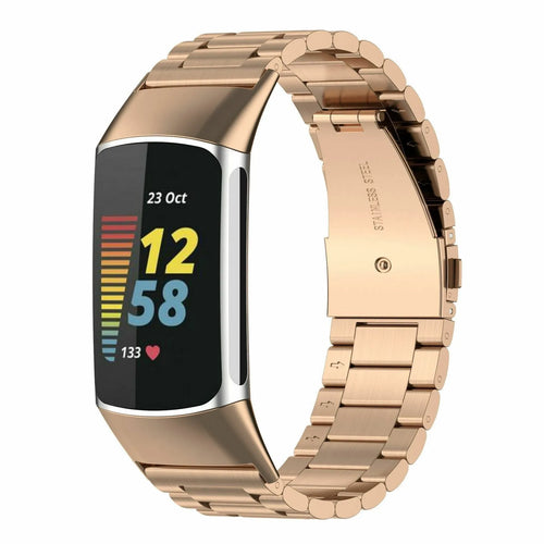 Steel Strap, rose gold, on a watch, 3/4 front view