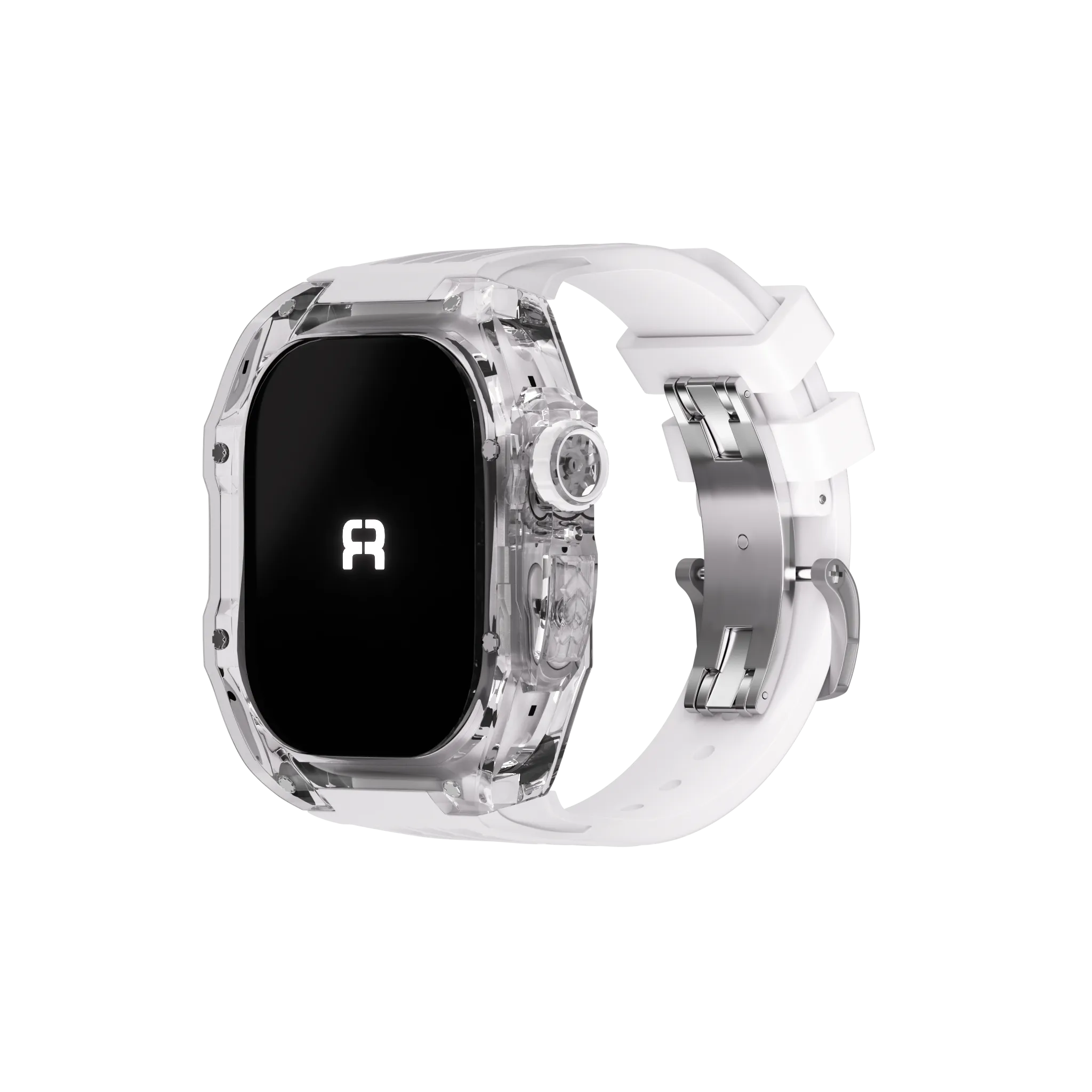 Reqior Funda de polímero con correa de goma Apple Watch 45mm (transparente)