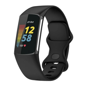 Silicone Strap, black, on a watch, 3/4 front view