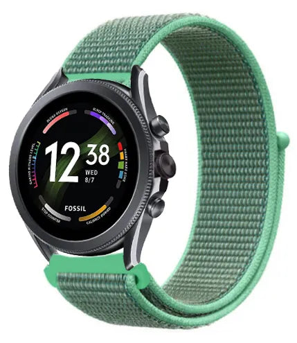 Nylon Strap, mint, on a watch, 3/4 front view