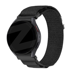 Nylon Alpine Strap, black, on a watch, 3/4 front view