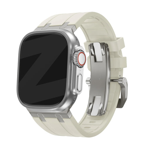 Bandz Correa silicona 'Luxe Liquid' Apple Watch Ultra (beige con titanio)