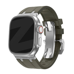 Bandz Apple Watch Ultra Silicone Strap 'Luxe Liquid' (Brown with Silver)