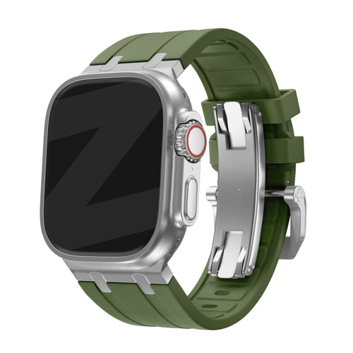 Bandz Correa silicona 'Luxe Liquid' Apple Watch Ultra (verde/plata)