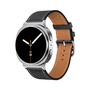 Classic Leather Strap, black, on a watch, 3/4 front view