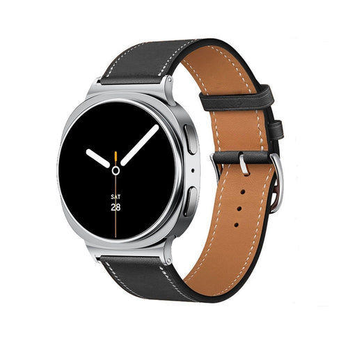 Classic Leather Strap, black, on a watch, 3/4 front view
