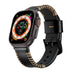 Correa de cuero cosida Apple Watch (negra)