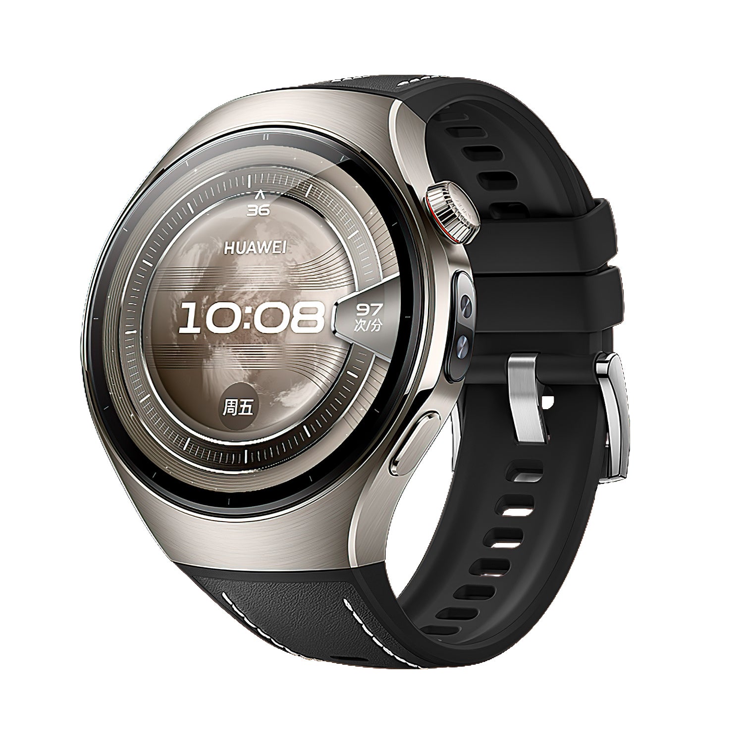 Correa cuero híbrida ''Perfect Fit' Huawei Watch 5 - 46mm (negro)