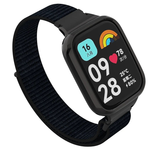 Nylon Strap, black, on a watch, 3/4 front view