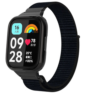 Nylon Strap, black, on a watch, 3/4 front view