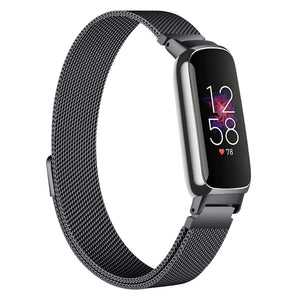 Milanese Strap, black, on a watch, 3/4 front view