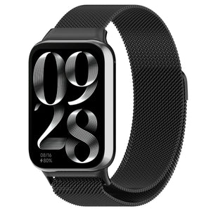 Milanese Strap, black, on a watch, 3/4 front view