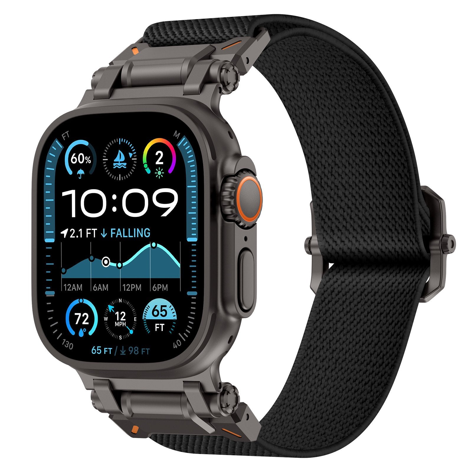 Correa poliéster 'Explorer' Apple Watch Ultra (negro con negro)