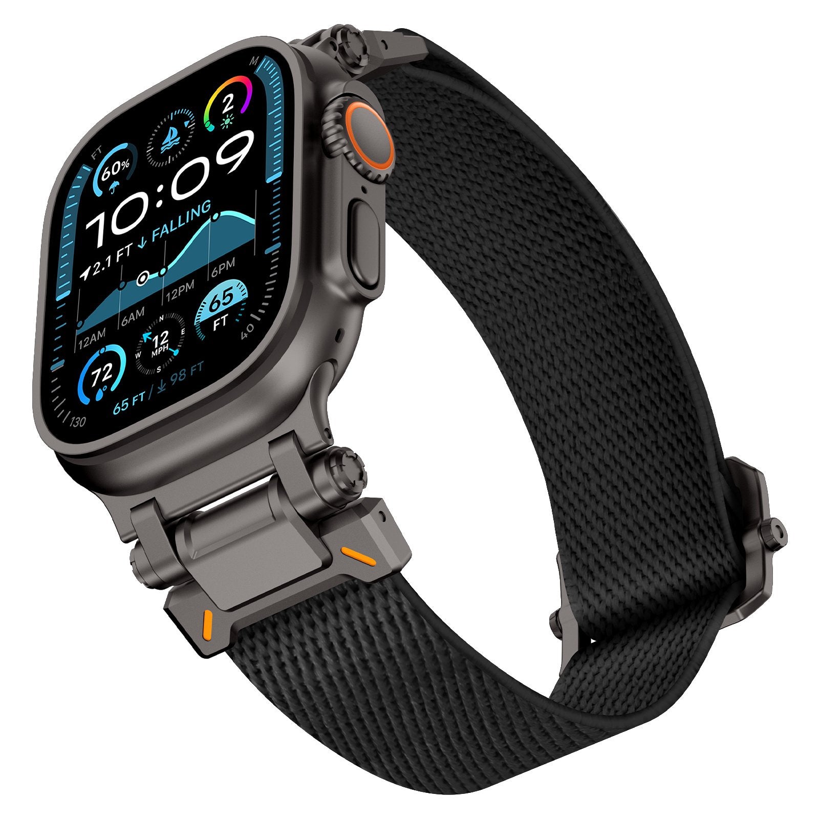 Correa poliéster 'Explorer' Apple Watch Ultra (negro con negro)